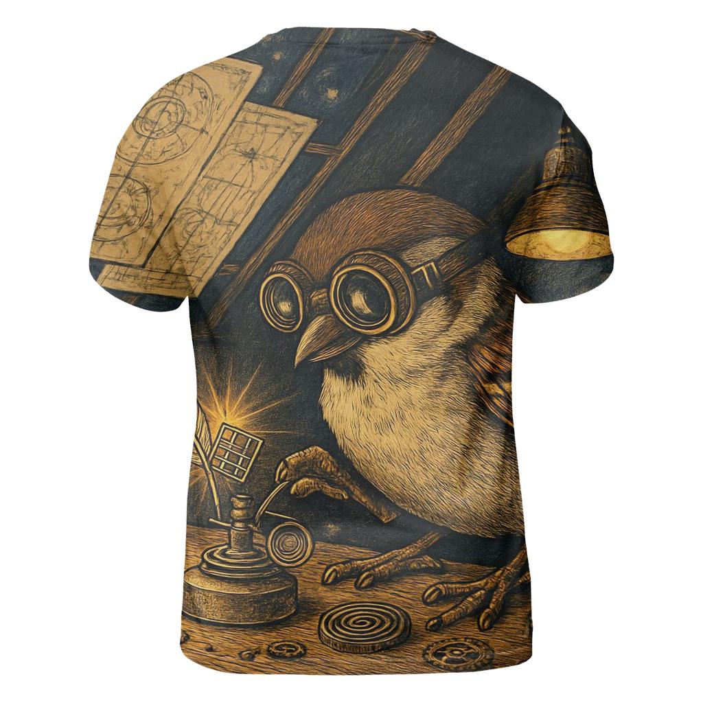 Gilded Sparrow Inventor vibrant all-over design tees