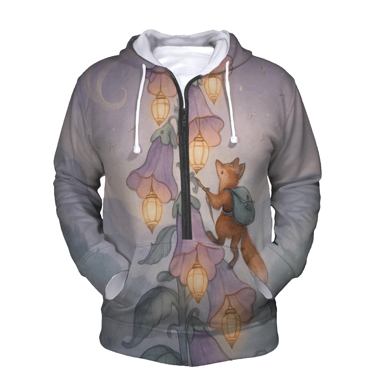 Lantern-Bound Foxglove Tower zip-up hoodies