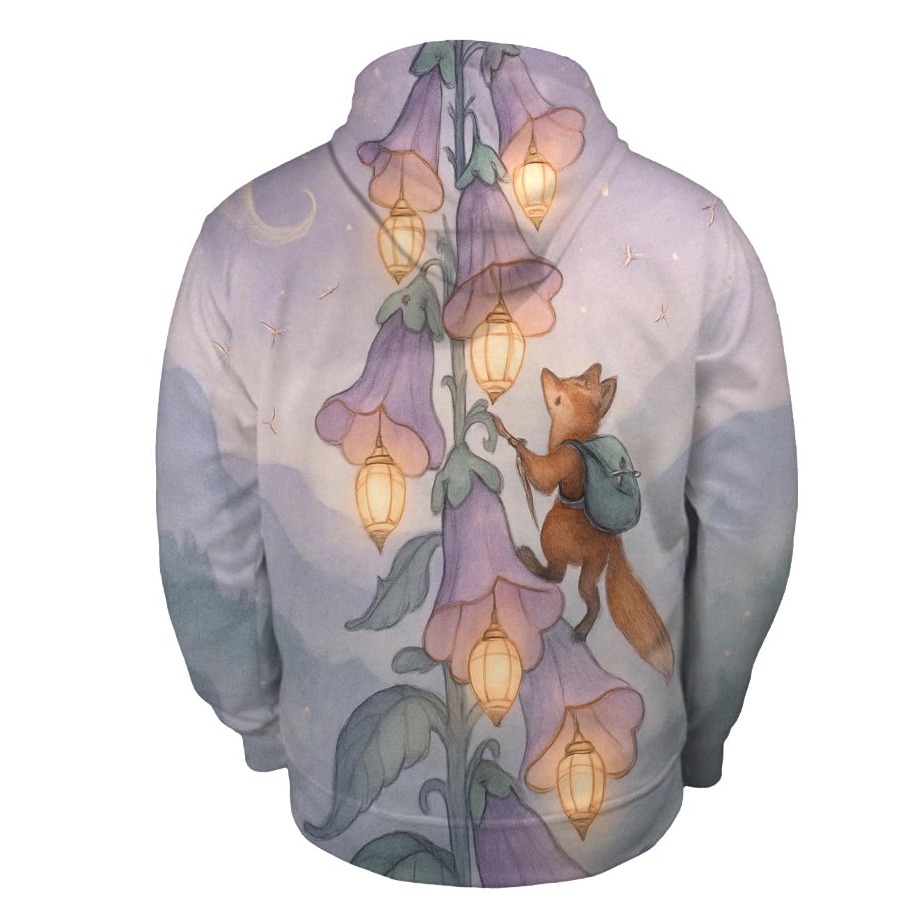 Lantern-Bound Foxglove Tower zip-up hoodies