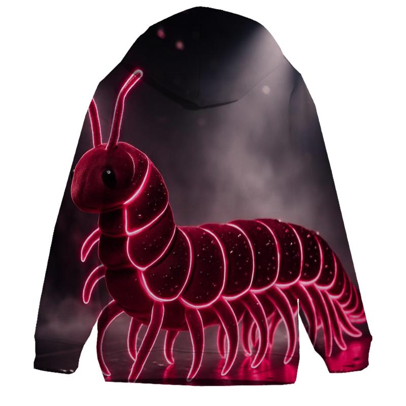 Velvet Neon Centipede embroidered hoodies