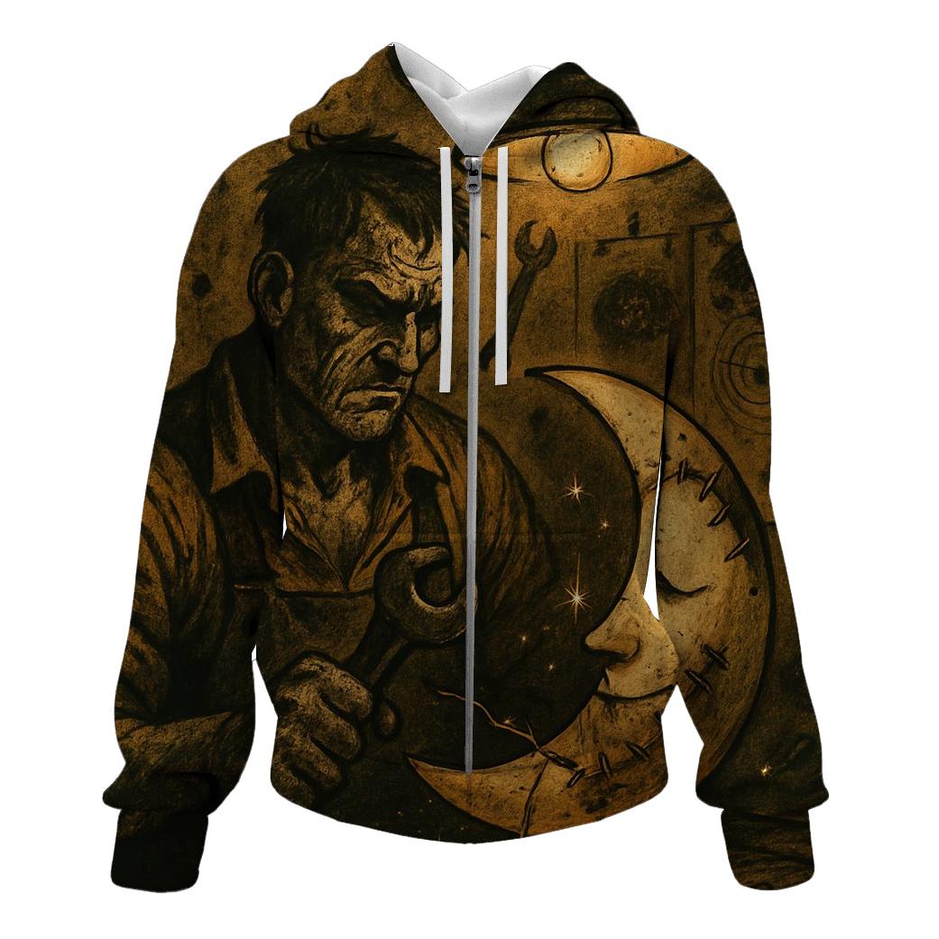 Patchwork Moon Mechanic lightweight hoodies