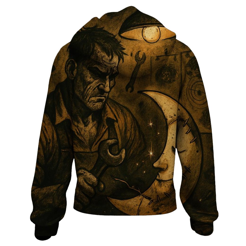 Patchwork Moon Mechanic lightweight hoodies