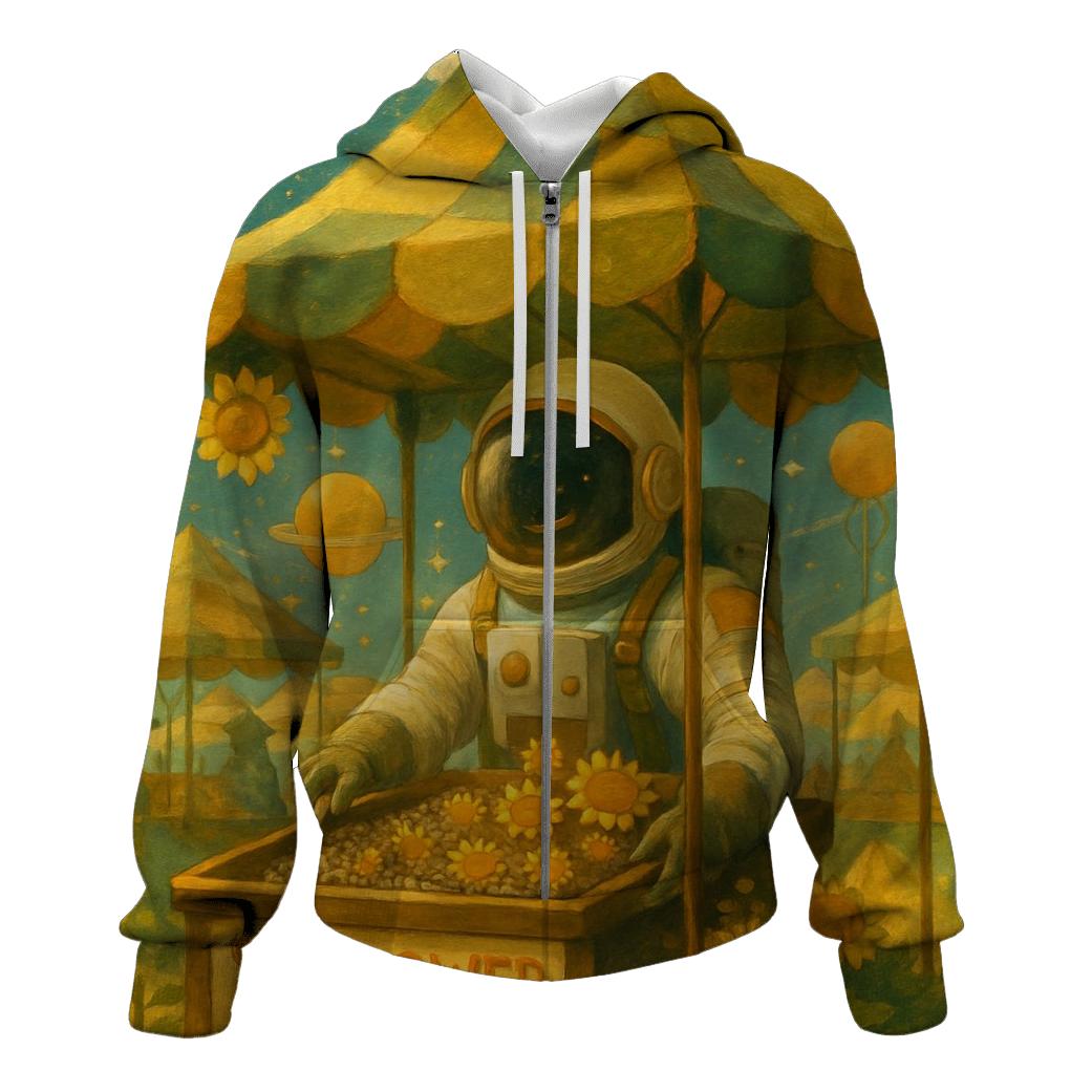 Sunflower Astronaut Market graphic hoodies