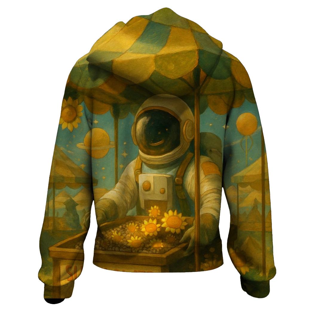 Sunflower Astronaut Market graphic hoodies