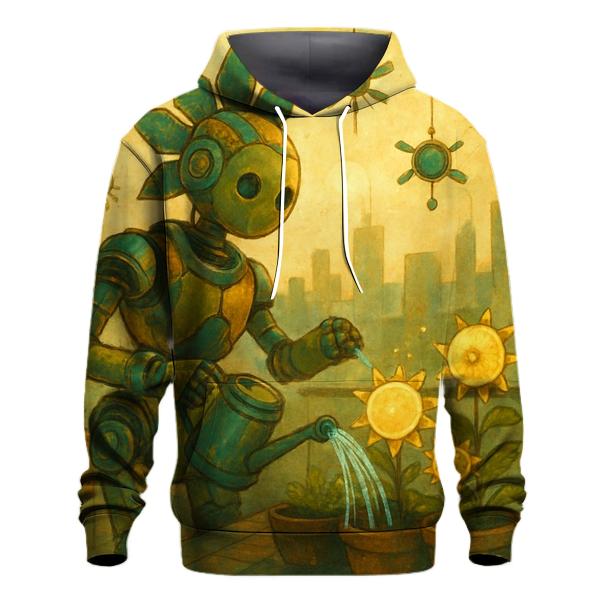 Solar-Powered Gardener Bot printed hoodies