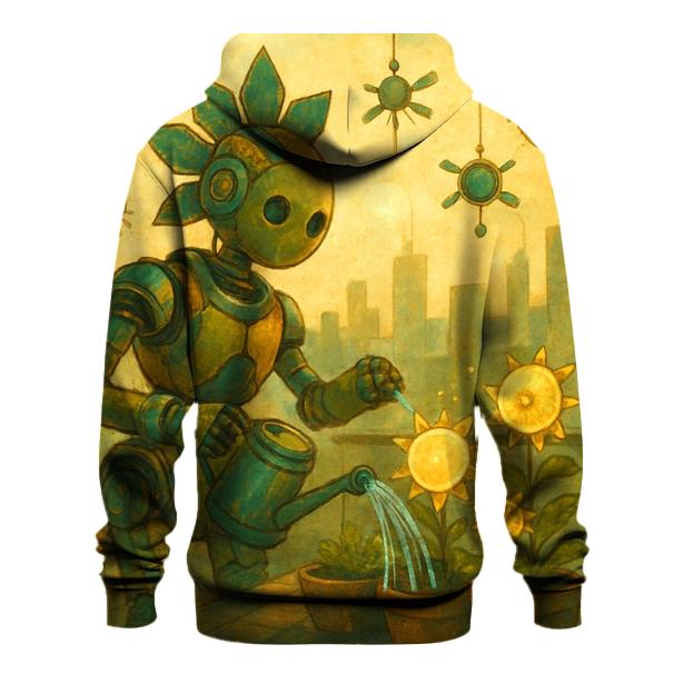 Solar-Powered Gardener Bot printed hoodies