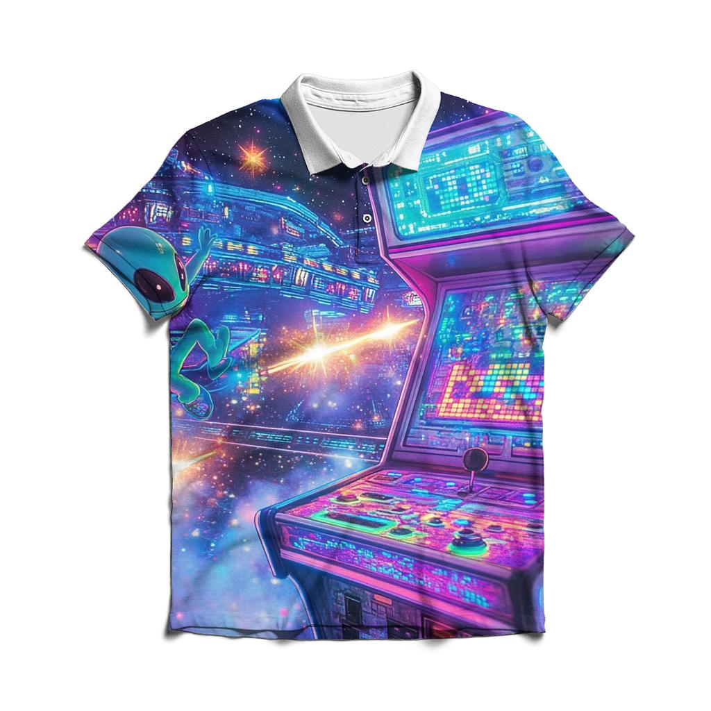 Alien Arcade Breakout designer slim fit polos
