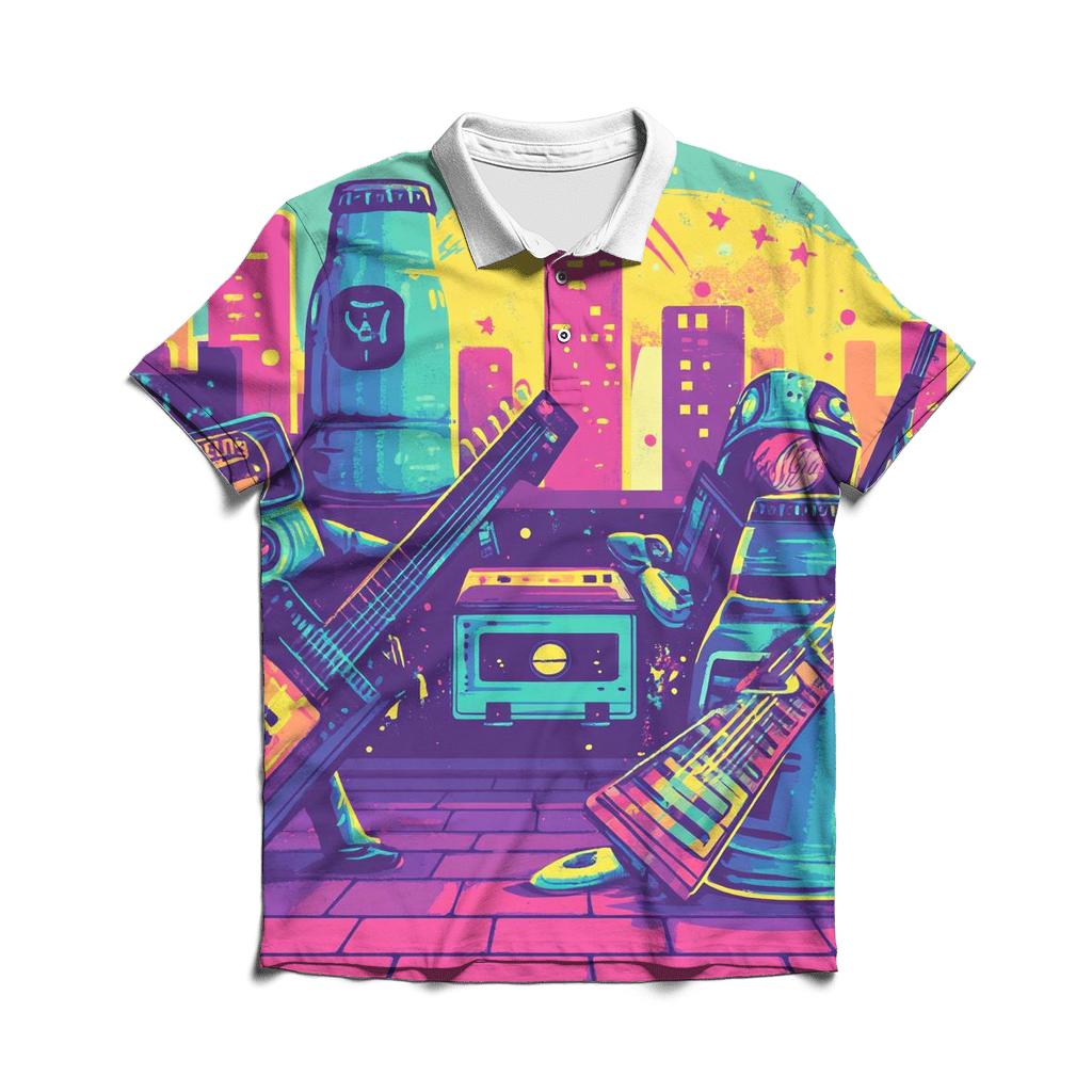 Punk Soda Synth Squad custom polo shirts
