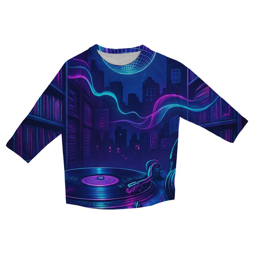 Holographic Turntable Alley casual three quarter sleeve shirts