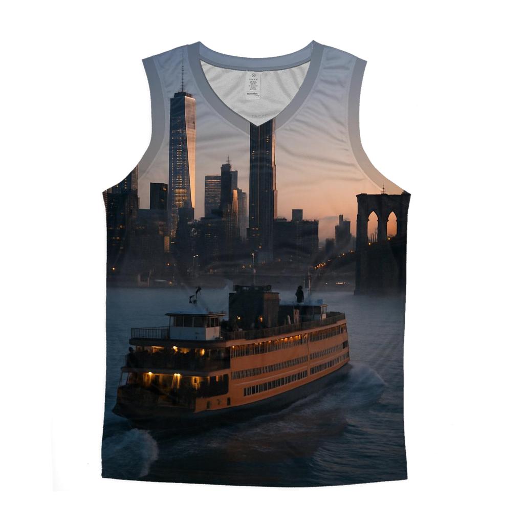 Dawn Ferry Crossing Before Manhattan Wake cotton sleeveless tops