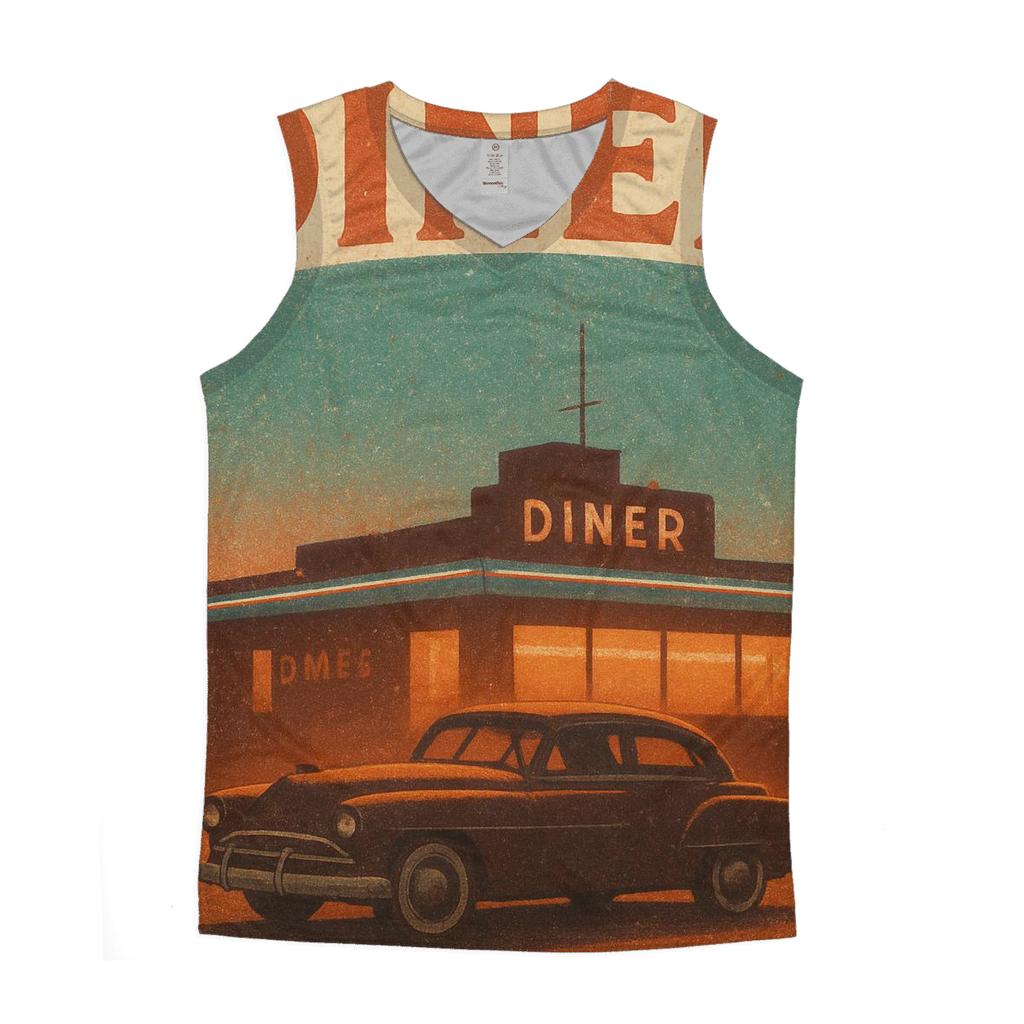 Burnt Orange Roadside Diner Postcard designer workout tanks