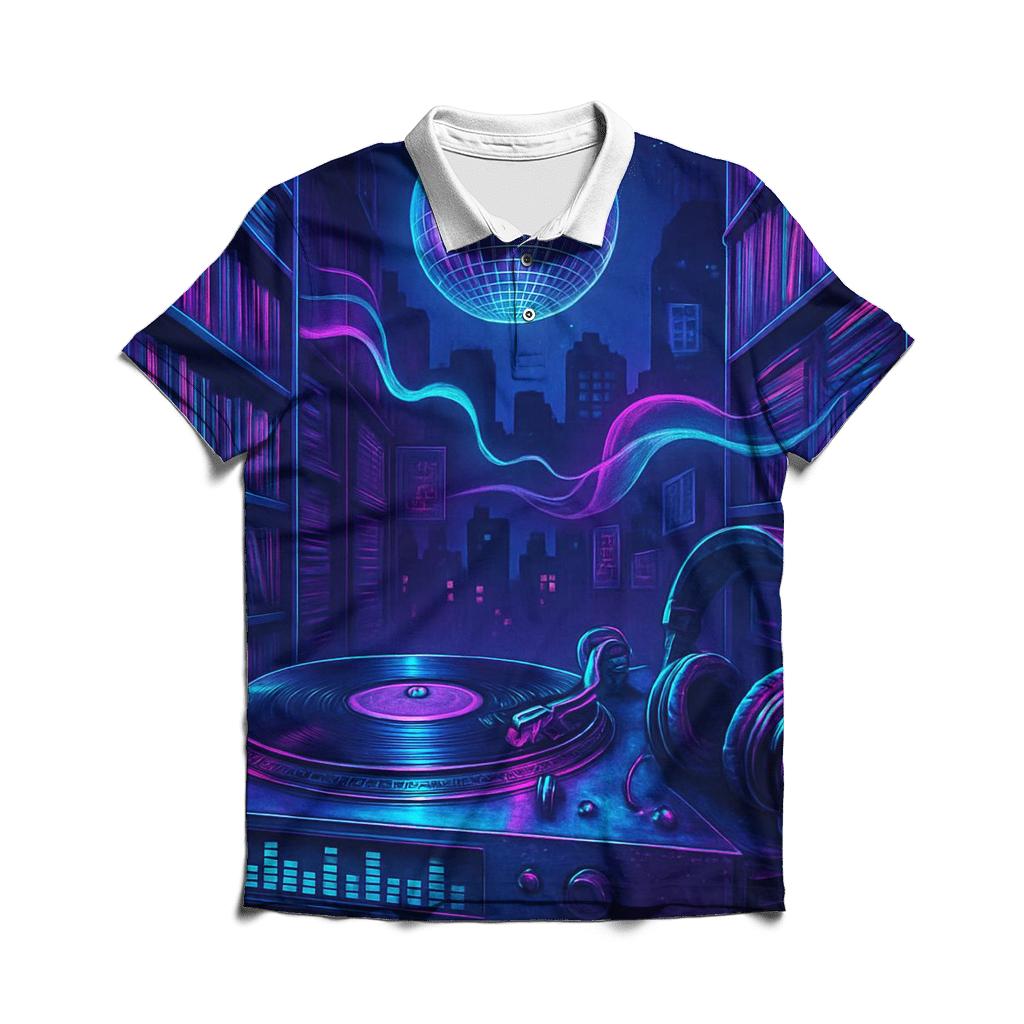 Holographic Turntable Alley branded logo polo shirts