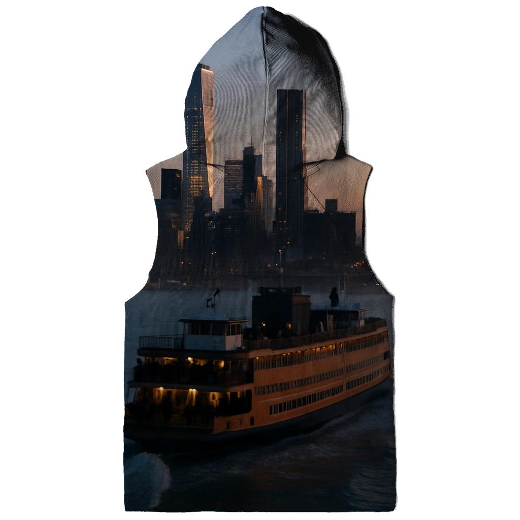 Dawn Ferry Crossing Before Manhattan Wake embroidered hoodies