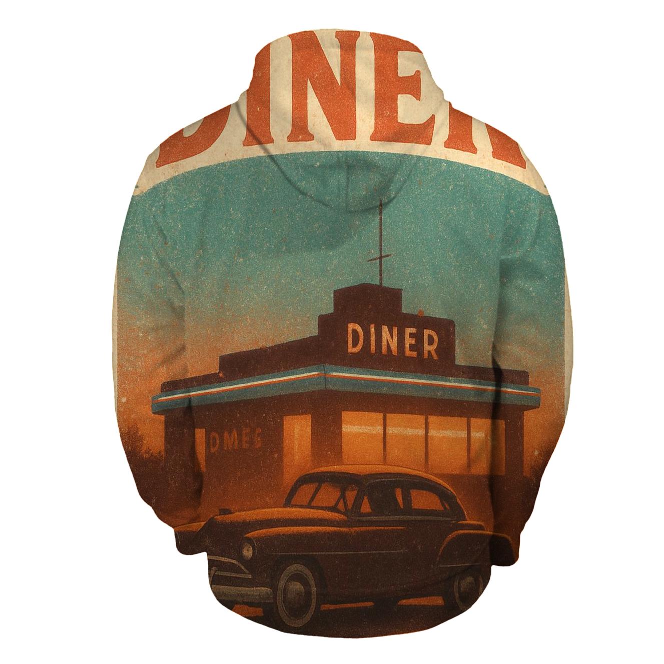 Burnt Orange Roadside Diner Postcard heavyweight hoodies