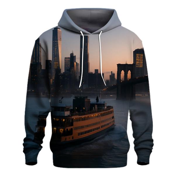 Dawn Ferry Crossing Before Manhattan Wake heavyweight hoodies