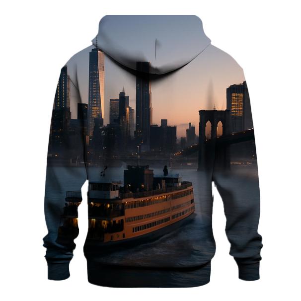 Dawn Ferry Crossing Before Manhattan Wake heavyweight hoodies