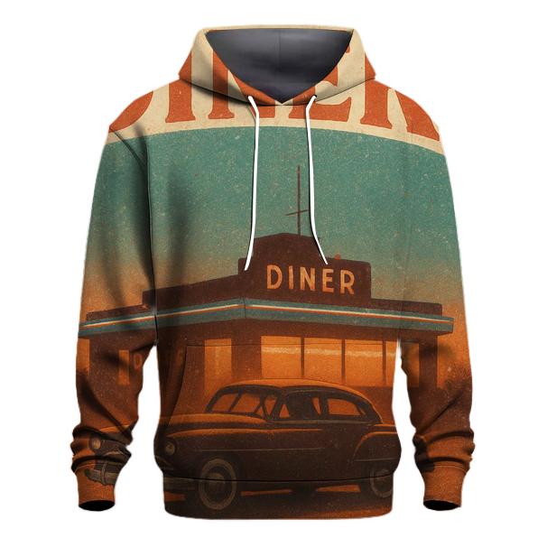 Burnt Orange Roadside Diner Postcard custom hoodies