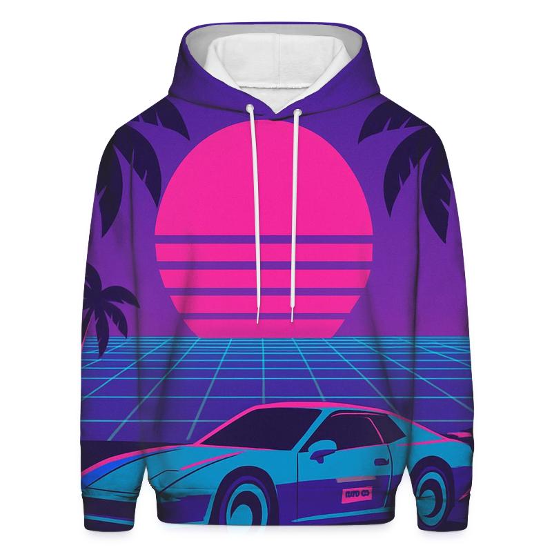 Neon Skyline Mirage zip-up hoodies