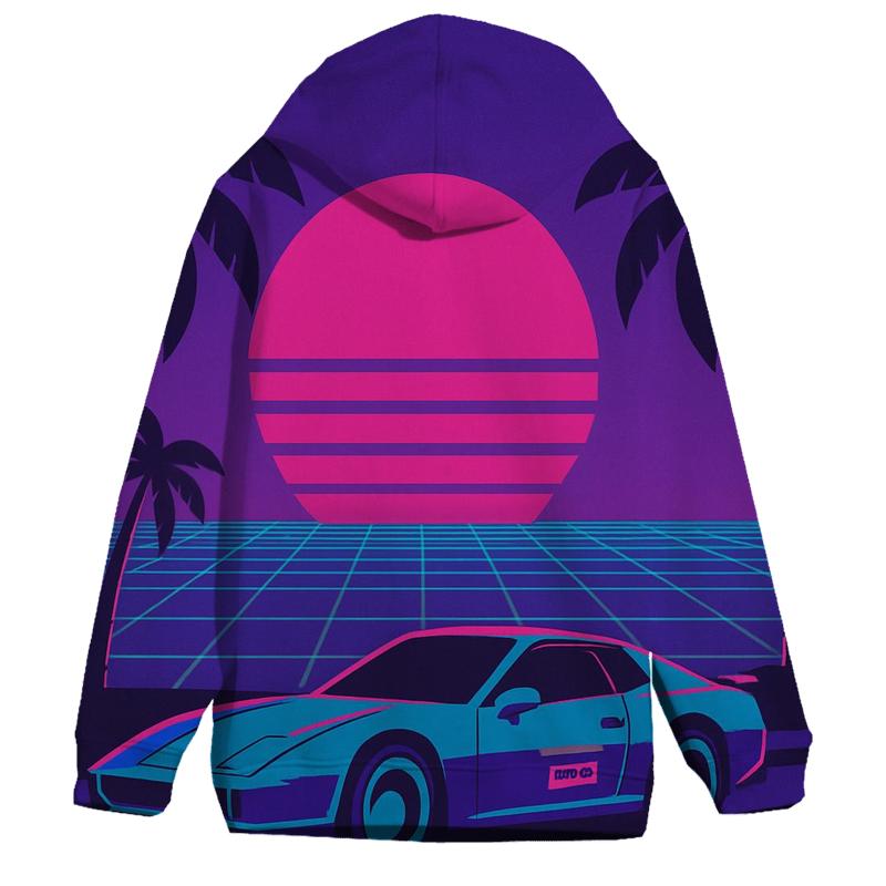 Neon Skyline Mirage zip-up hoodies