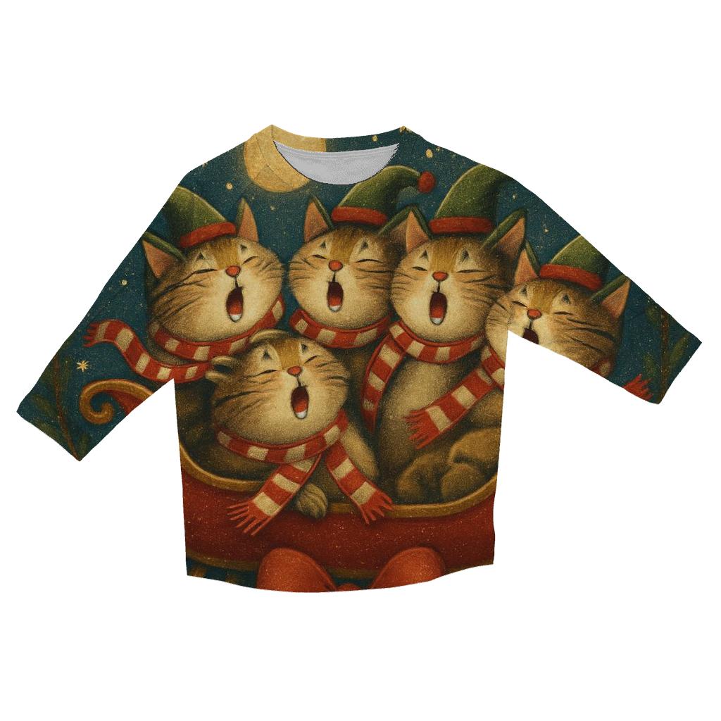 Midnight Sleigh Cat Choir custom 3/4 sleeve shirts