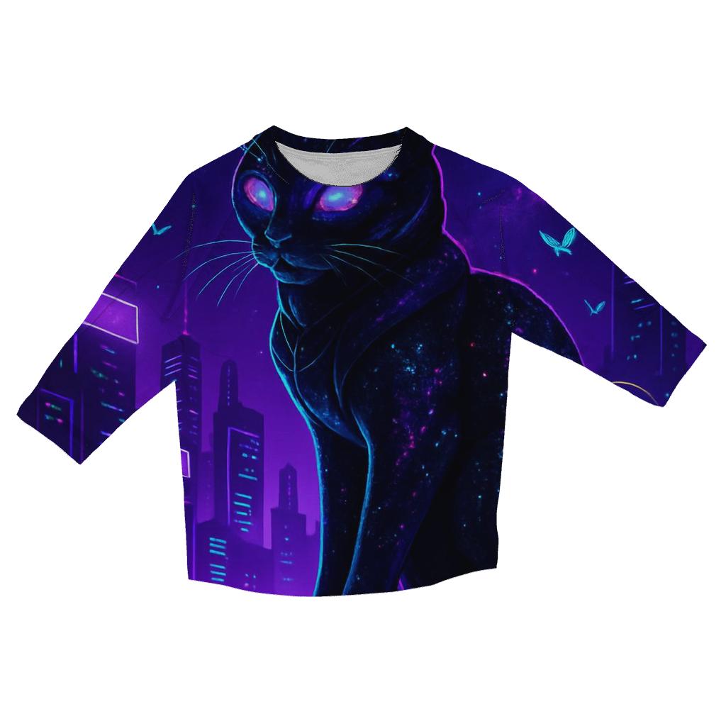 Nebula Nightwatcher Cat designer 3/4 sleeve blouses