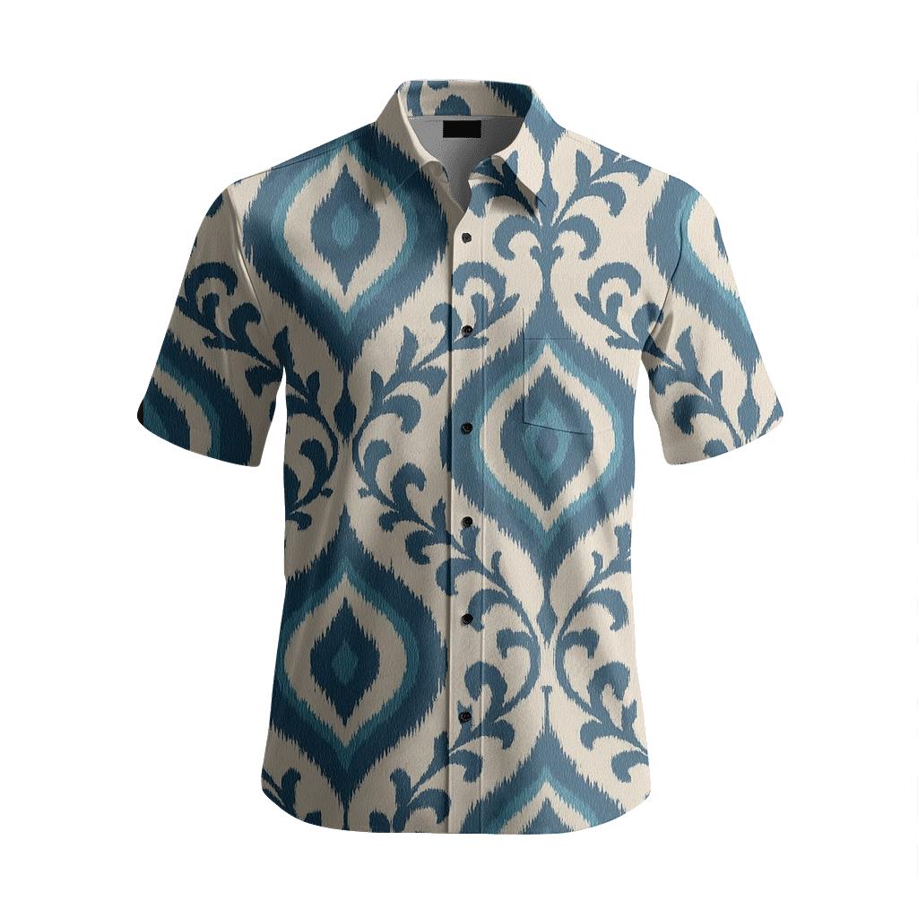 Ikat Wave Medallion Textile designer stitched shirts