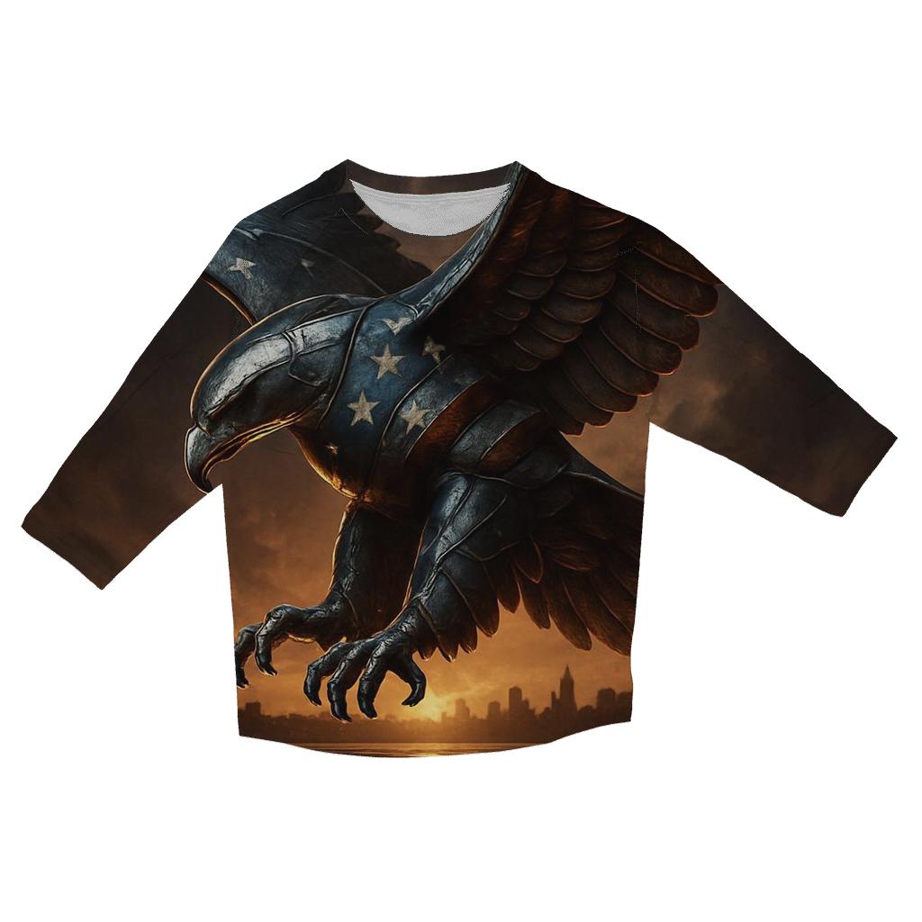 United States Metallic Eagle printed three quarter sleeve shirts