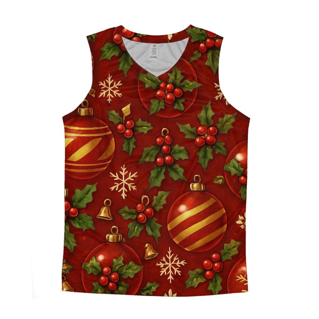 Classic Ornament Grid On Red Background personalized athletic tanks