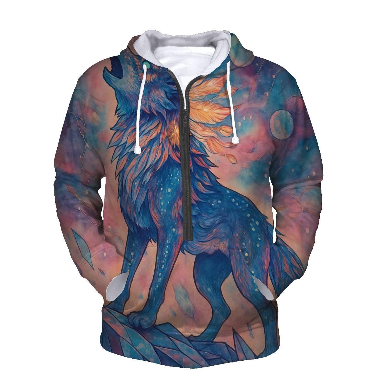Nebula Sentinel Wolf hoodie designs