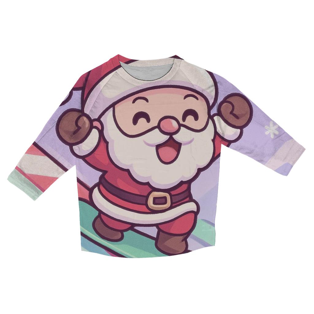 Chibi Snowboard Santa Boom designer 3/4 sleeve blouses