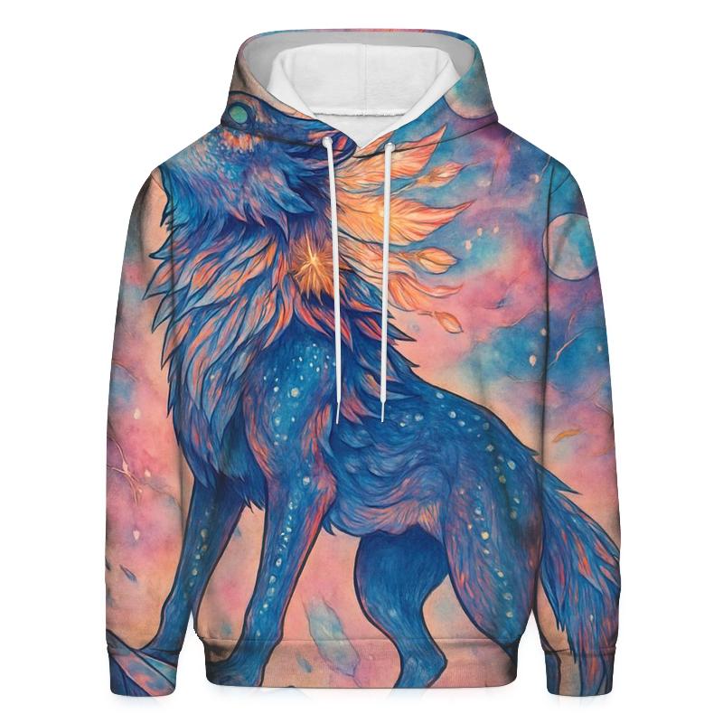 Nebula Sentinel Wolf embroidered hoodies