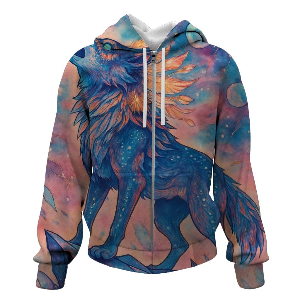 Nebula Sentinel Wolf graphic hoodies