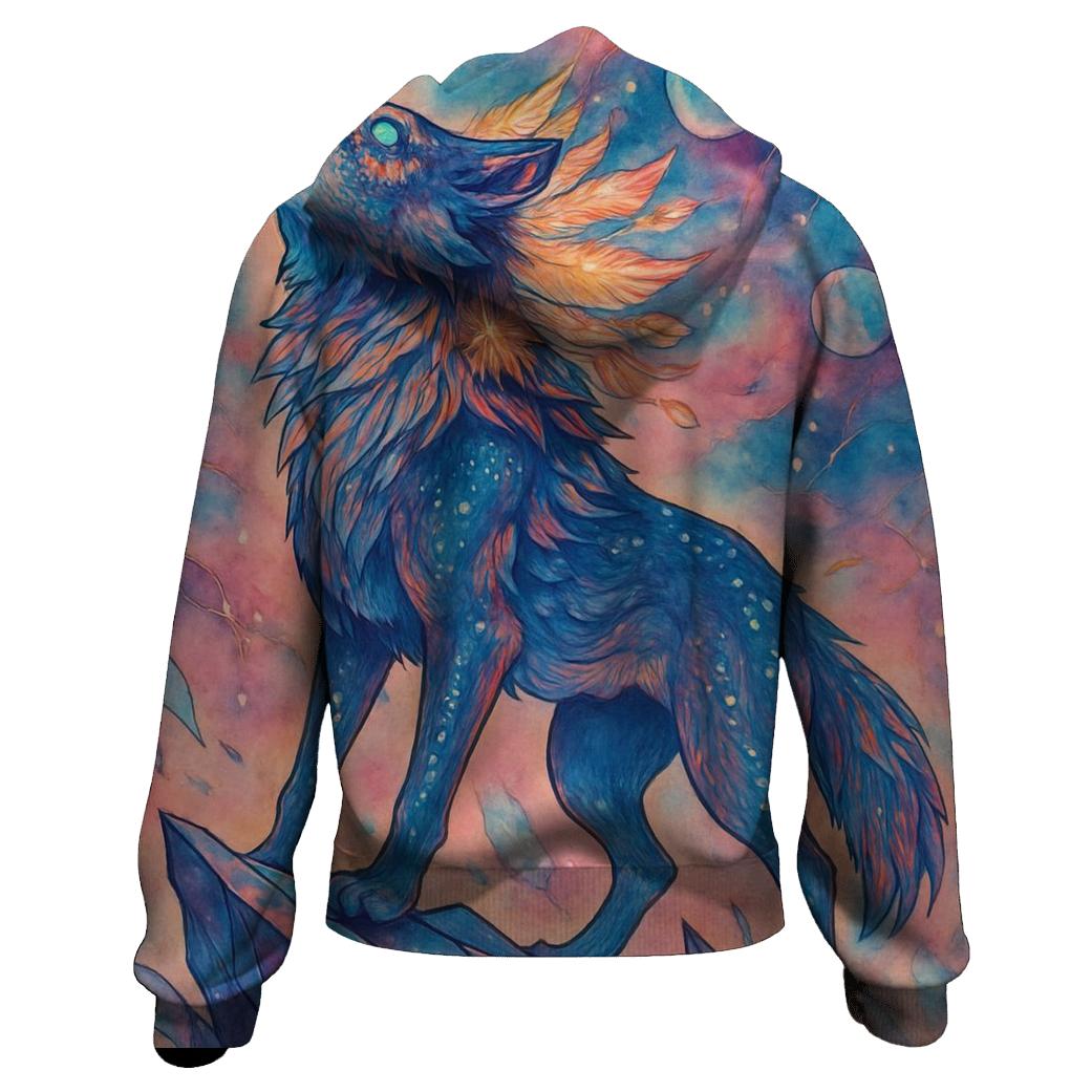 Nebula Sentinel Wolf graphic hoodies