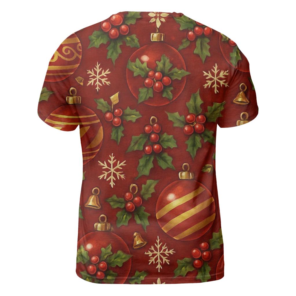 Classic Ornament Grid On Red Background artistic all-over print tops