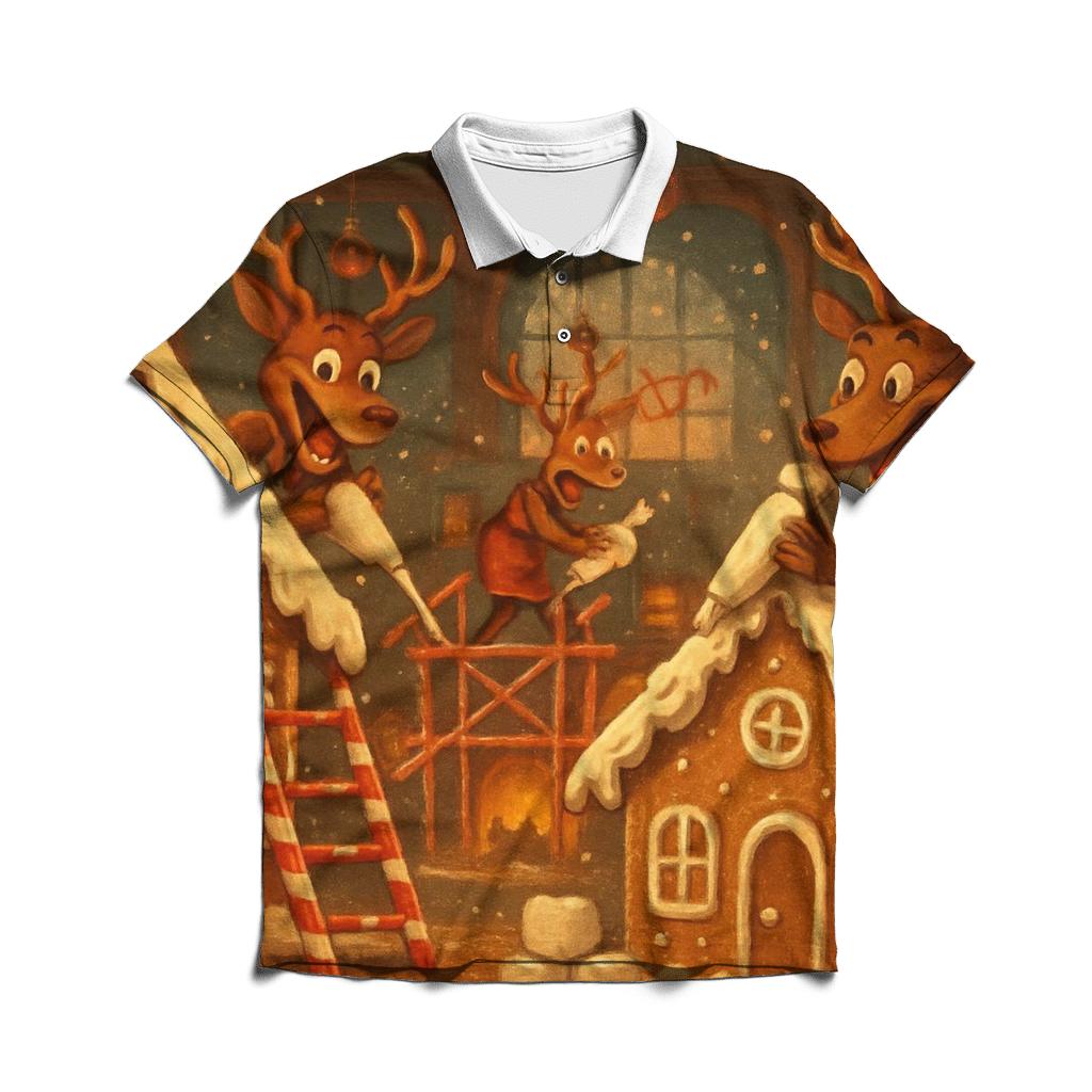 Gingerbread Workshop Reindeer Riot branded logo polo shirts