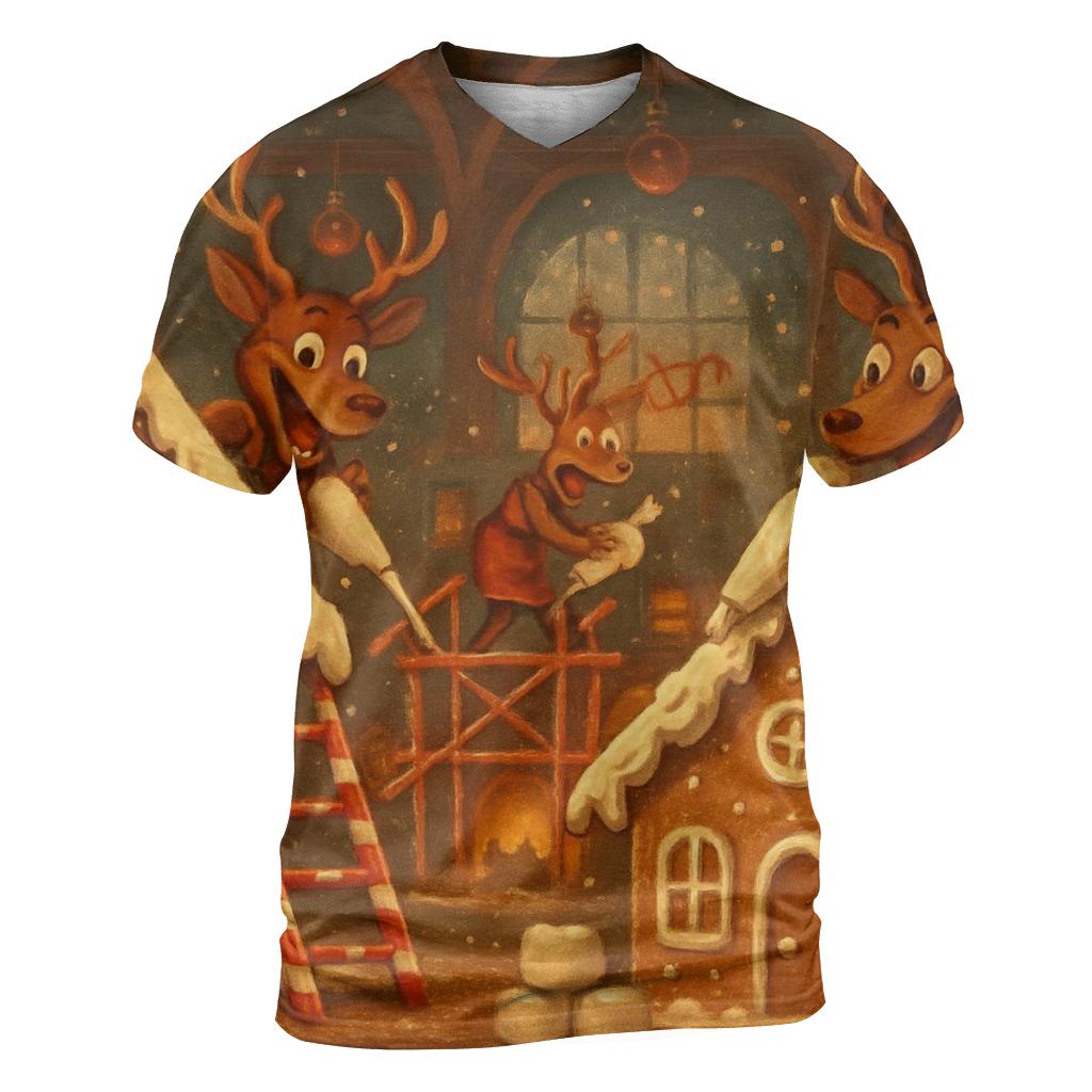 Gingerbread Workshop Reindeer Riot custom all-over print shirts