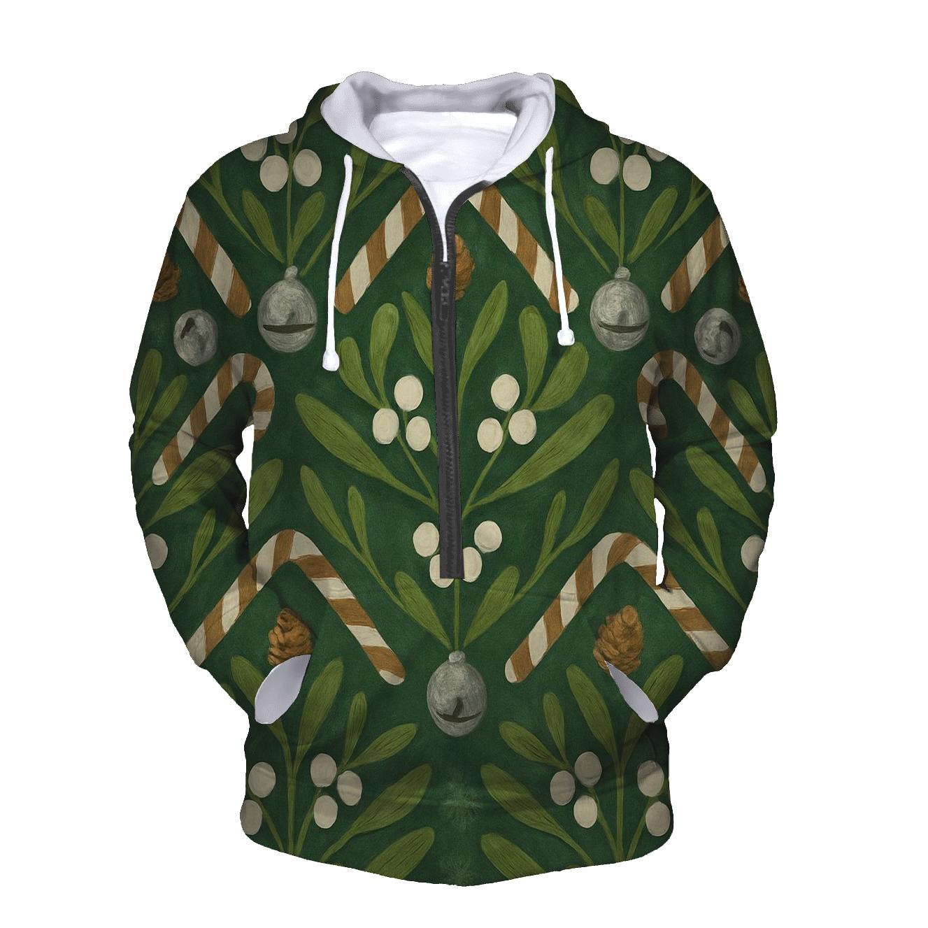Mistletoe Chevron On Green Background graphic hoodies