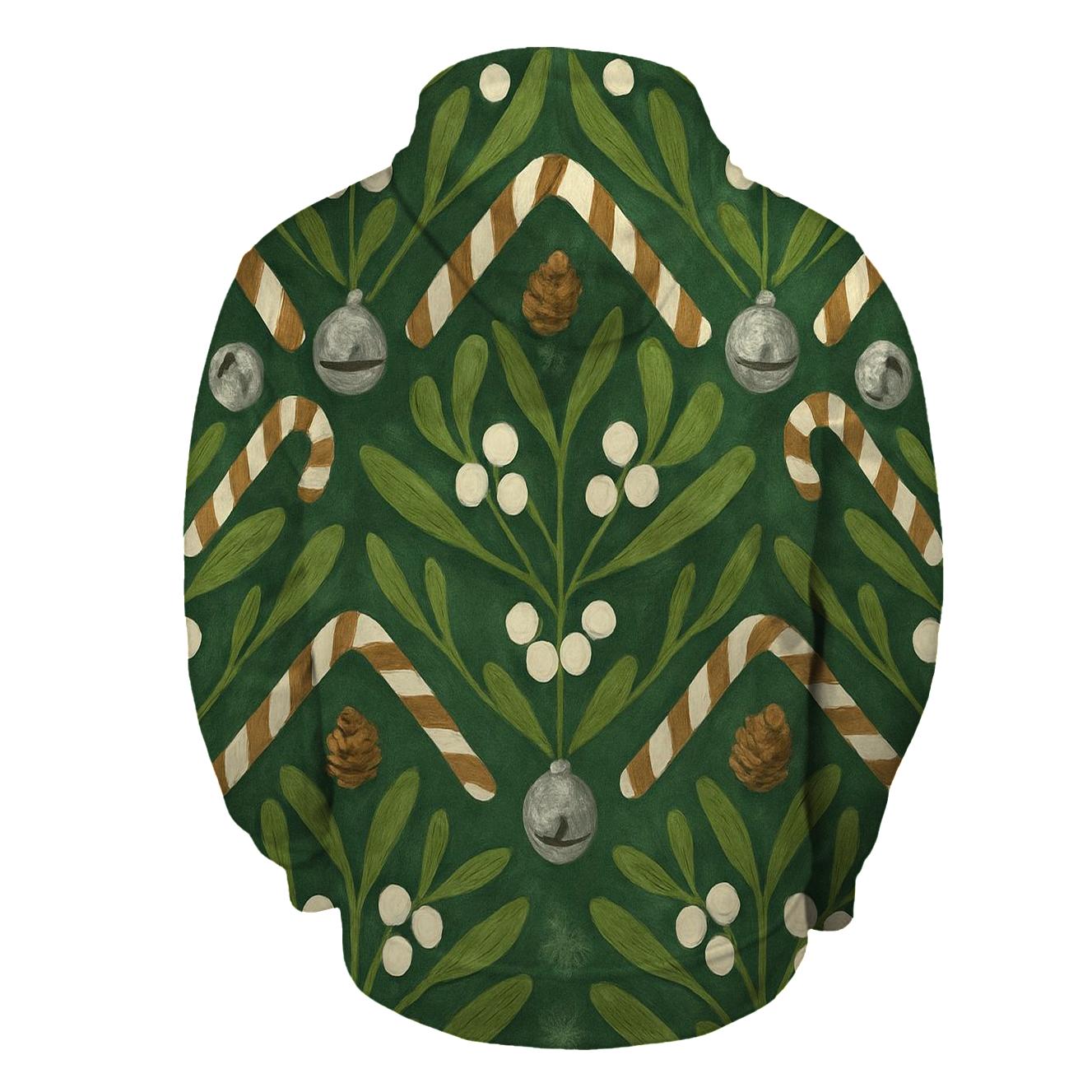 Mistletoe Chevron On Green Background graphic hoodies