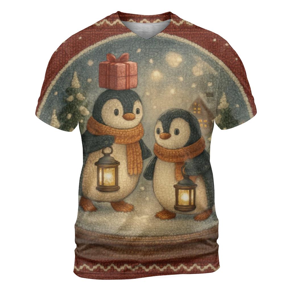 Snowglobe Penguin Lantern Parade trendy printed shirt styles