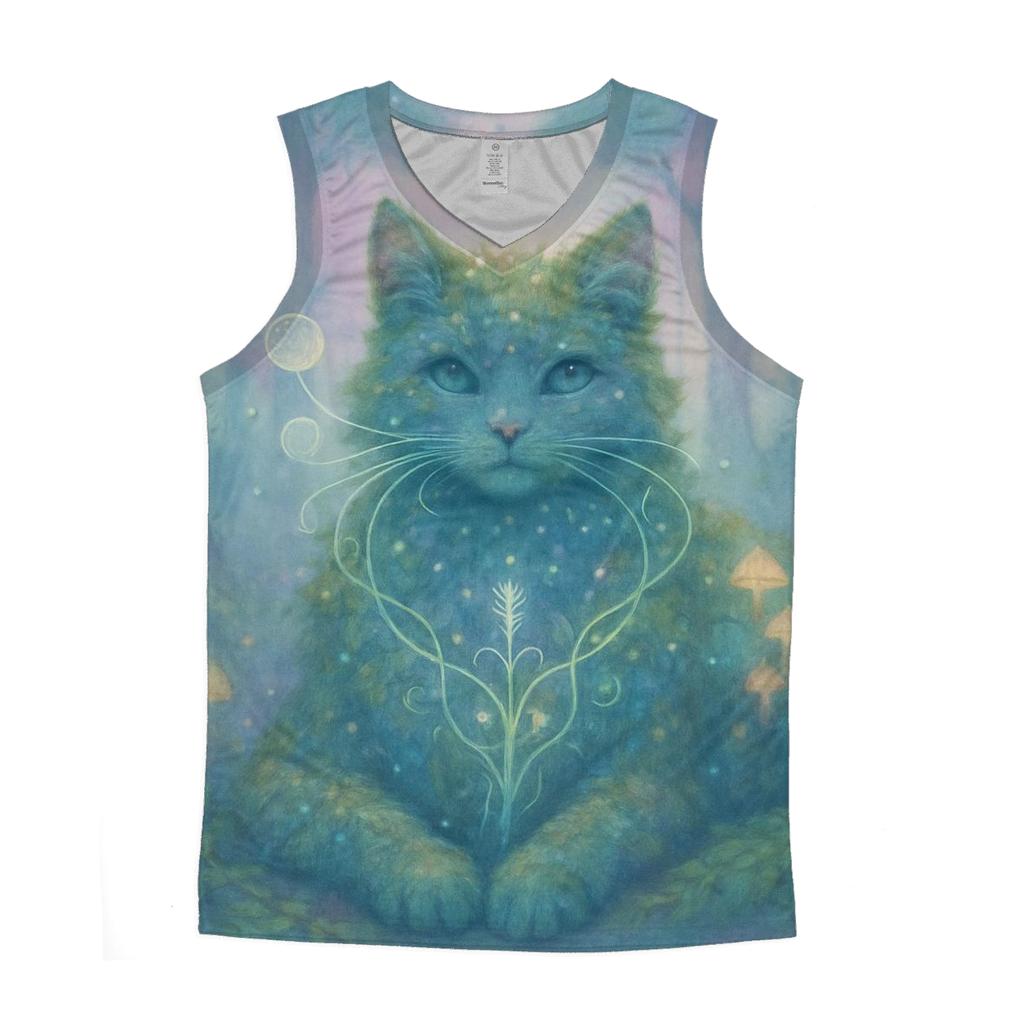 Dreamweaver Forest Spirit Cat graphic print tank tops