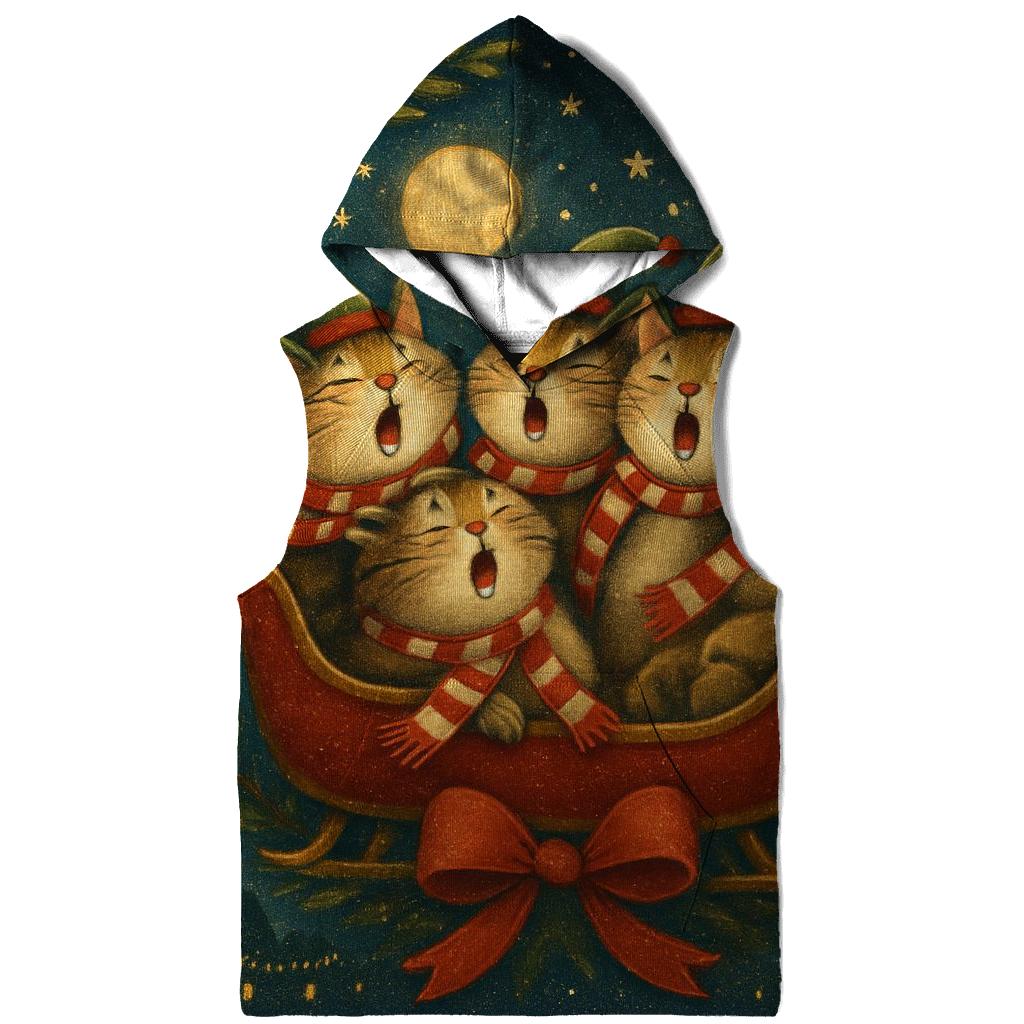 Midnight Sleigh Cat Choir printed hoodies