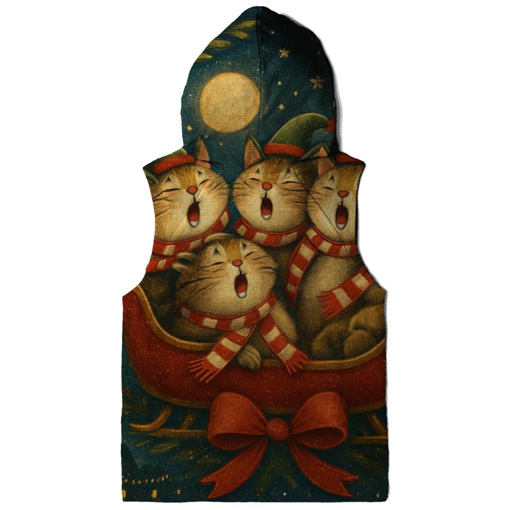 Midnight Sleigh Cat Choir printed hoodies