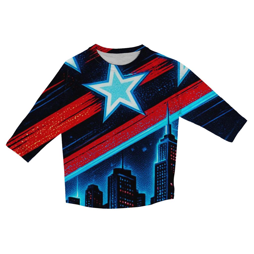 Neon Stripes Skyline casual three quarter sleeve shirts