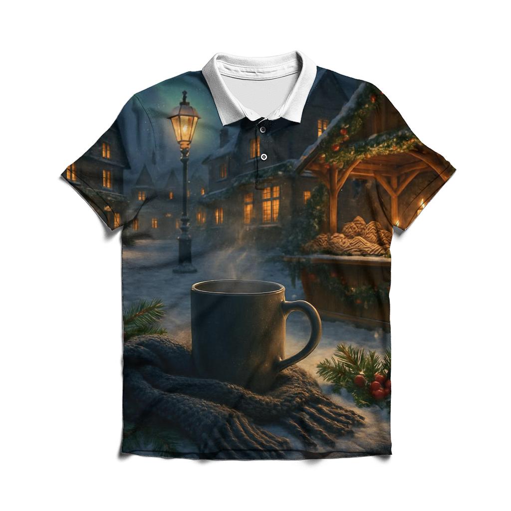 Midnight Carol Under Northern Lights casual sports polo shirts