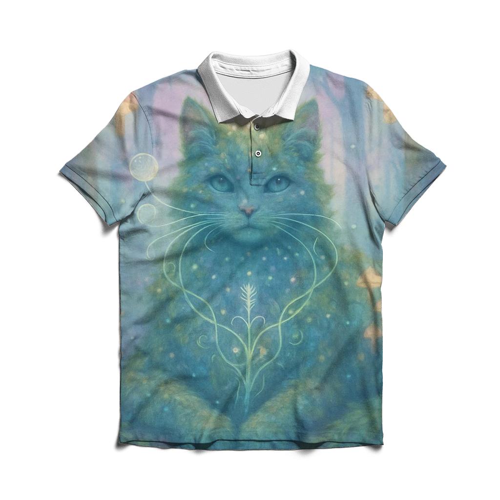 Dreamweaver Forest Spirit Cat designer slim fit polos