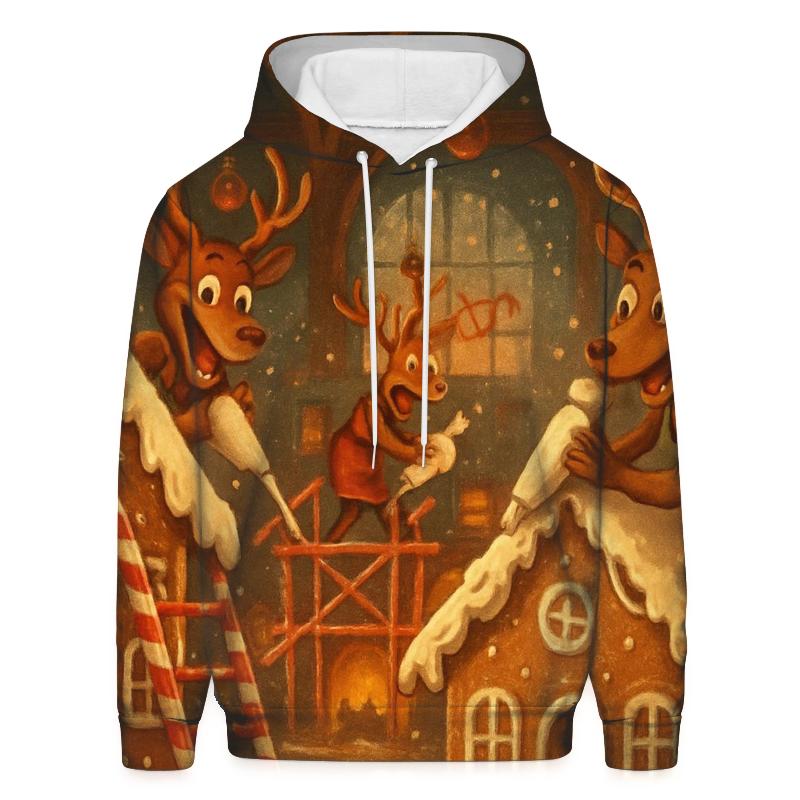 Gingerbread Workshop Reindeer Riot hoodie designs