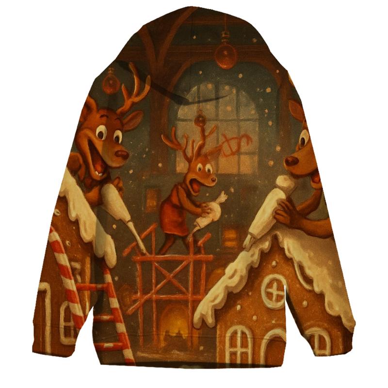Gingerbread Workshop Reindeer Riot hoodie designs