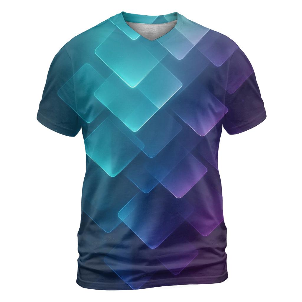 Chromatic Geo Cascade vibrant all-over design tees