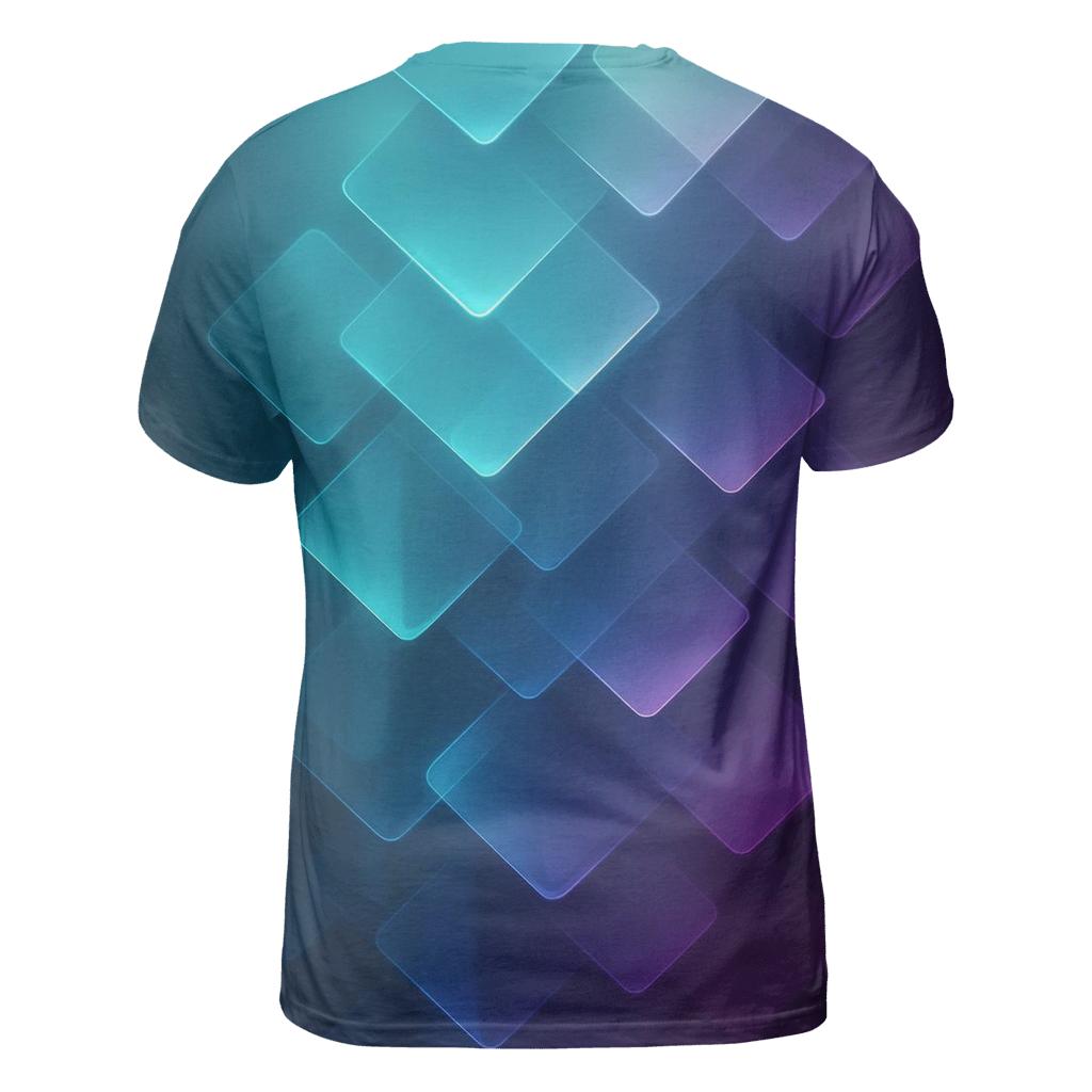 Chromatic Geo Cascade vibrant all-over design tees