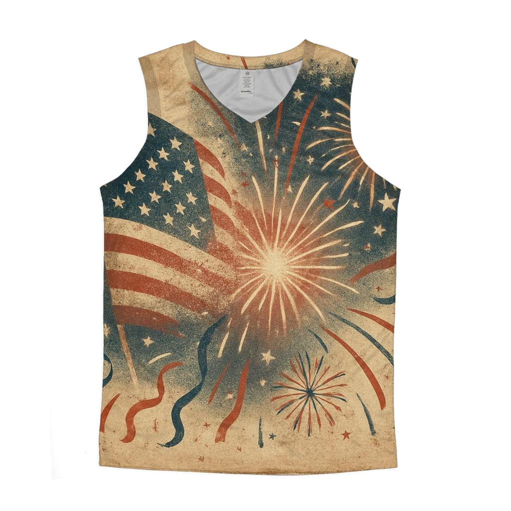 Retro Firework Cascade graphic print tank tops